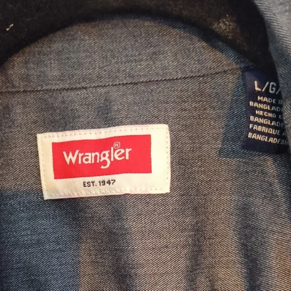 Wrangler Men's Long Sleeve Utility Shirt - Charcoal Gray Melange - Size Large - Picture 3 of 7